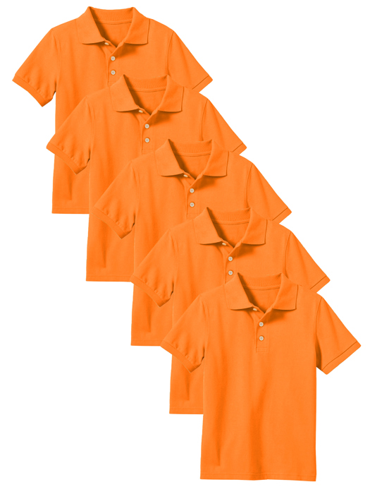 5-Pack School Uniform Tagless Polo Tshirt for Little Boys & Big Boys